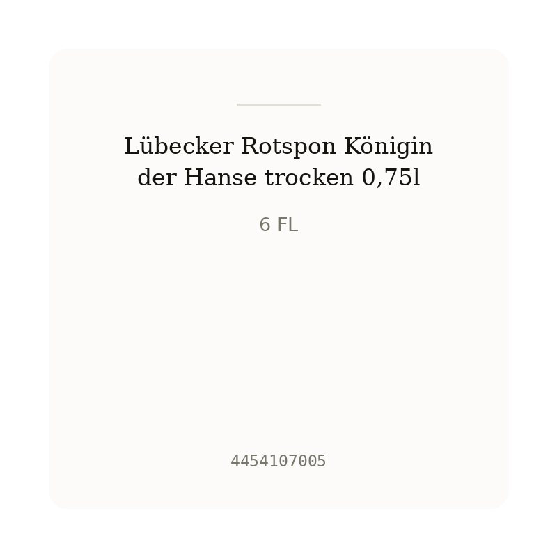 Lübecker Rotspon Königin der Hanse trocken 0,75l