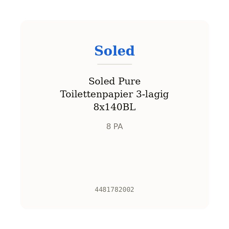 Soled Pure Toilettenpapier 3-lagig 8x140BL