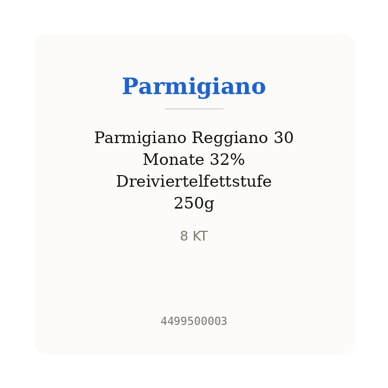 Parmigiano Reggiano 30 Monate 32% Dreiviertelfettstufe 250g