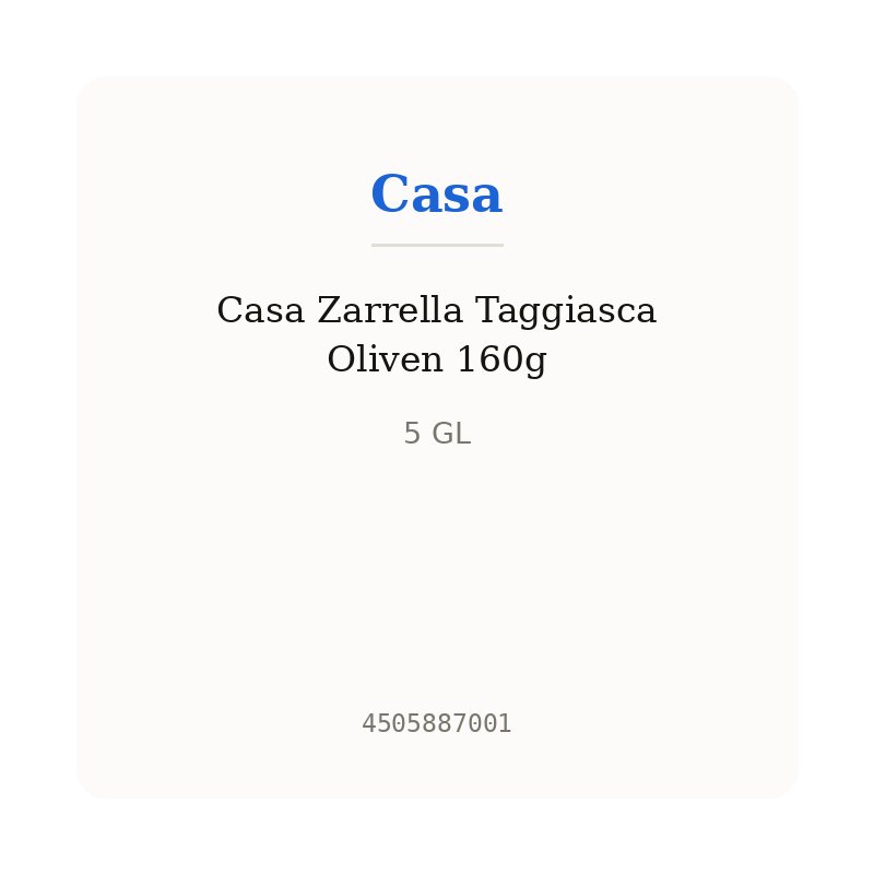 Casa Zarrella Taggiasca Oliven 160g