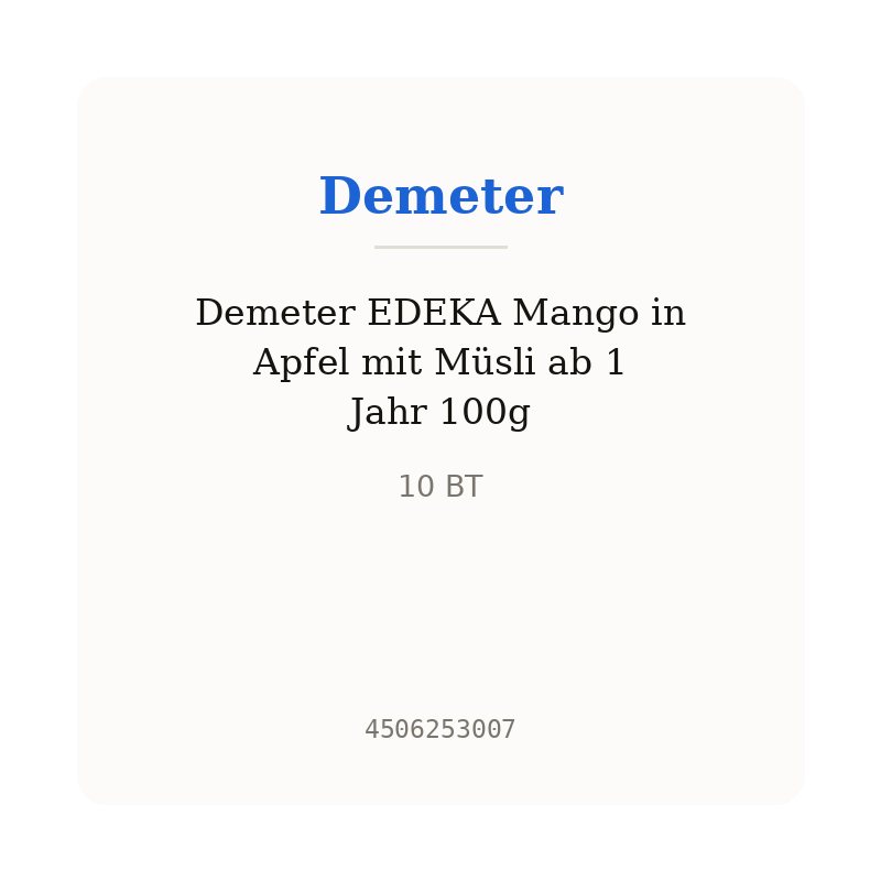 Demeter EDEKA Mango in Apfel mit Müsli ab 1 Jahr 100g