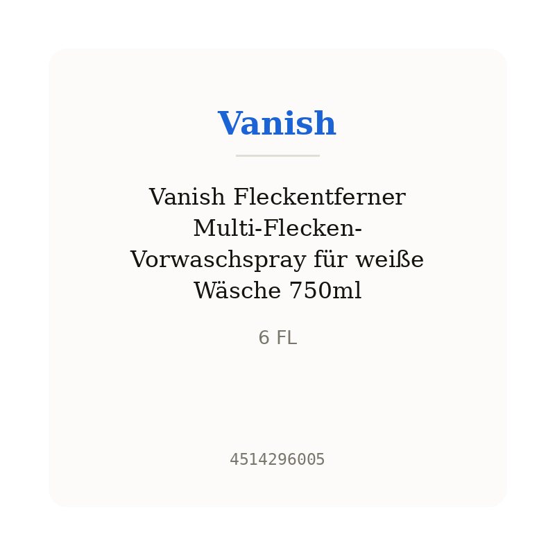 Vanish Fleckentferner Multi-Flecken-Vorwaschspray für weiße Wäsche 750ml