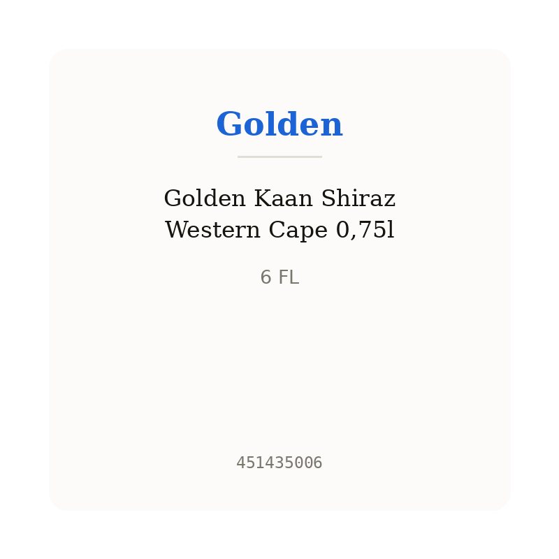 Golden Kaan Shiraz Western Cape 0,75l