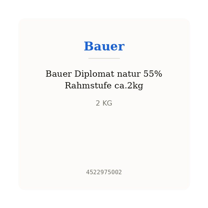 Bauer Diplomat natur 55% Rahmstufe ca.2kg