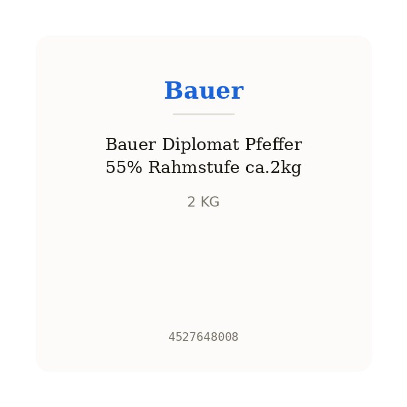 Bauer Diplomat Pfeffer 55% Rahmstufe ca.2kg
