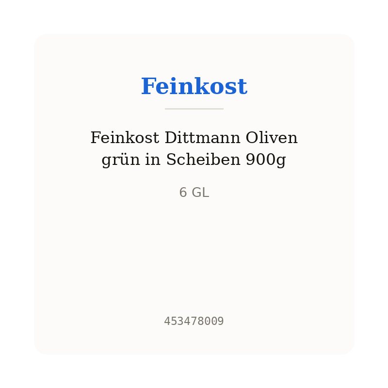 Feinkost Dittmann Oliven grün in Scheiben 900g