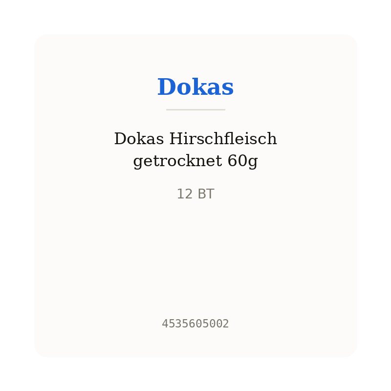 Dokas Hirschfleisch getrocknet 60g