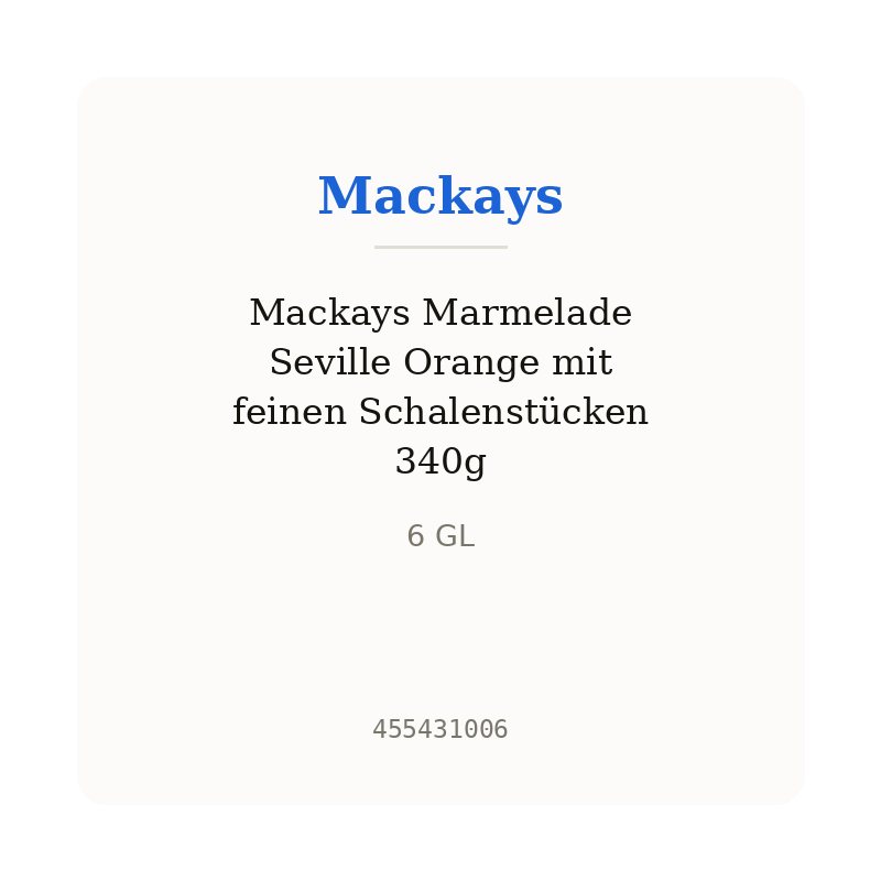 Mackays Marmelade Seville Orange mit feinen Schalenstücken 340g