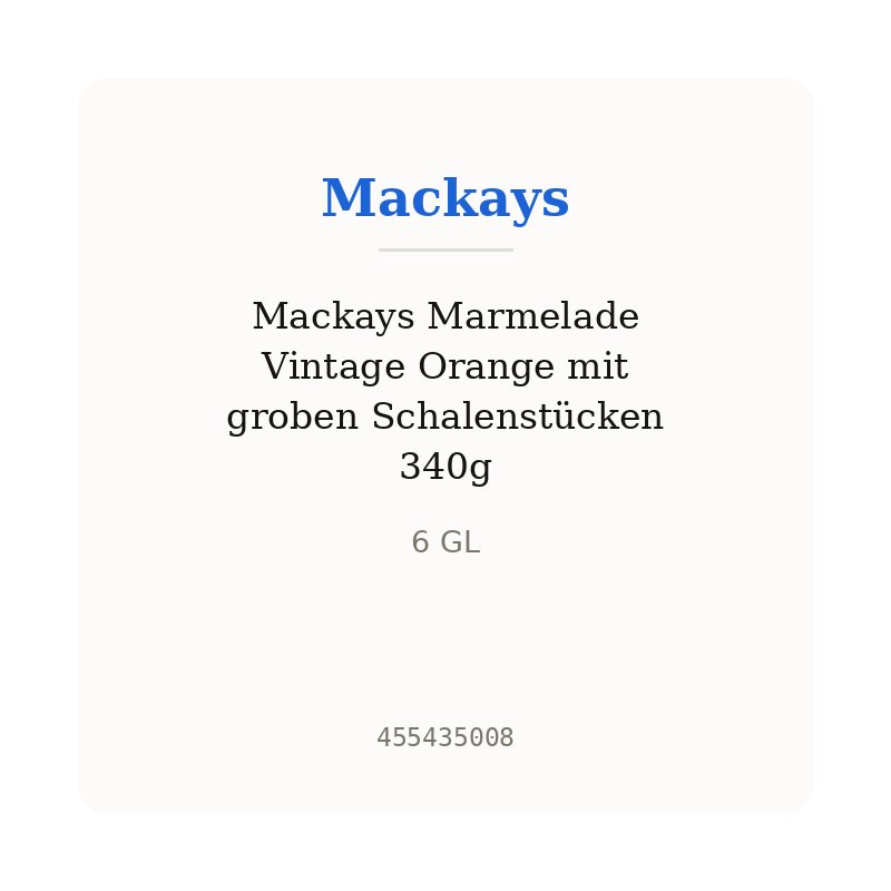 Mackays Marmelade Vintage Orange mit groben Schalenstücken 340g