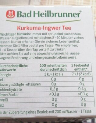 Bad Heilbrunner Kurkuma-Ingwer Tee 8ST 8g