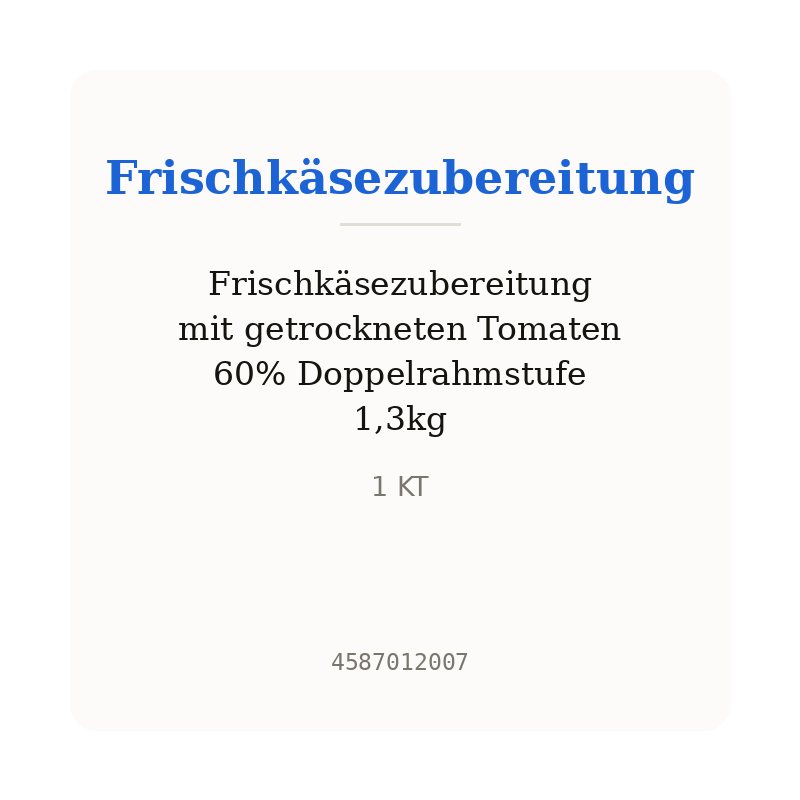 Frischkäsezubereitung mit getrockneten Tomaten 60% Doppelrahmstufe 1,3kg