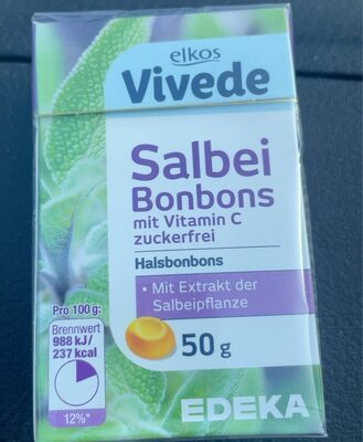 EDEKA elkos VIVEDE Salbei Bonbons zuckerfrei 50g