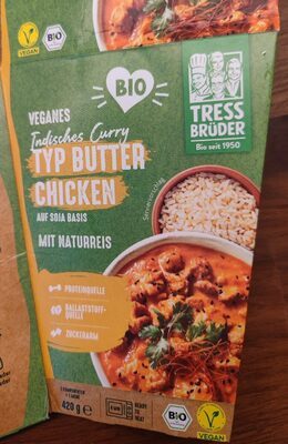 Bio Tressbrüder Veganes Curry Butter Chicken und Naturreis 420g