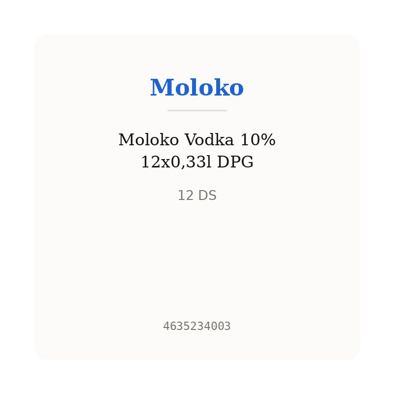 Moloko Vodka 10% 12x0,33l DPG