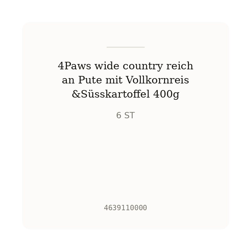 4Paws wide country reich an Pute mit Vollkornreis&Süsskartoffel 400g