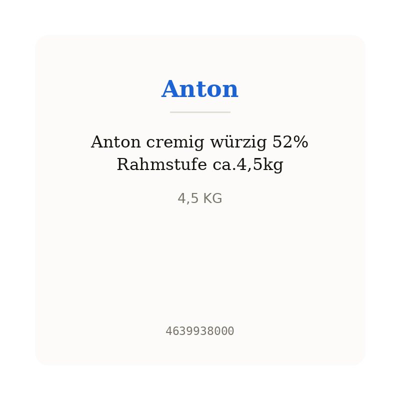 Anton cremig würzig 52% Rahmstufe ca.4,5kg