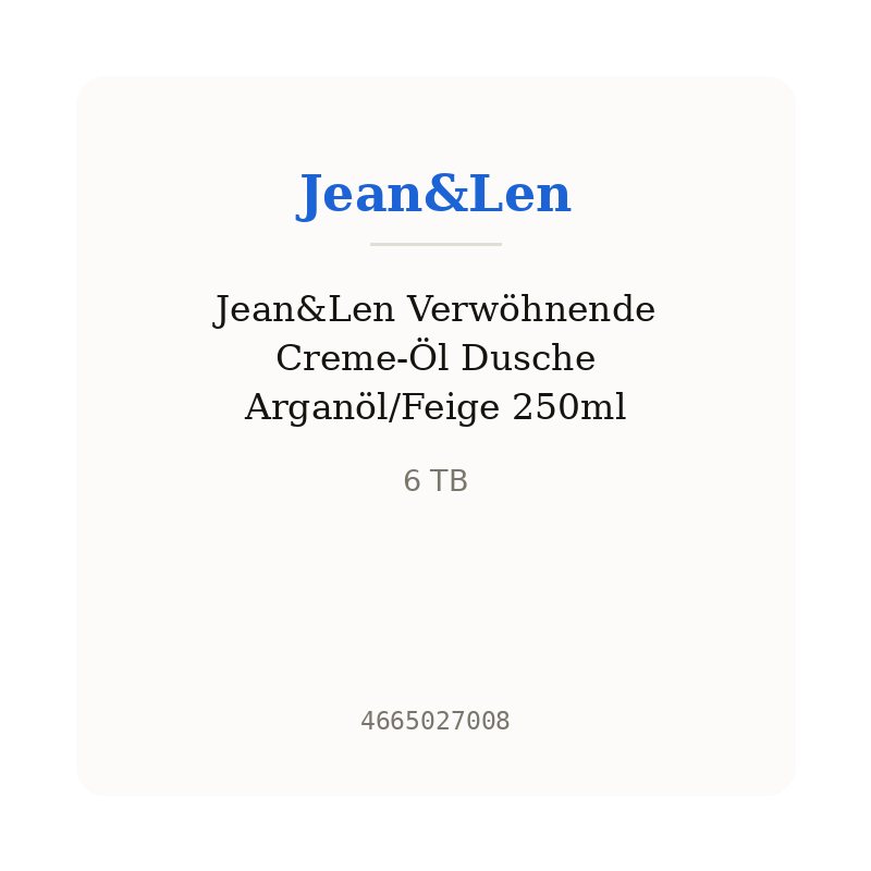 Jean&Len Verwöhnende Creme-Öl Dusche Arganöl/Feige 250ml