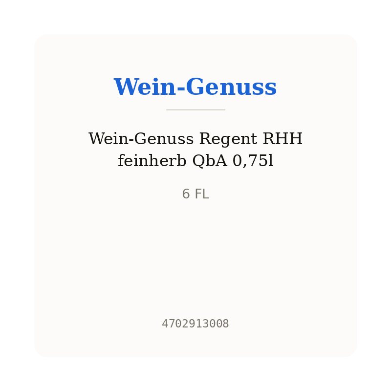 Wein-Genuss Regent RHH feinherb QbA 0,75l