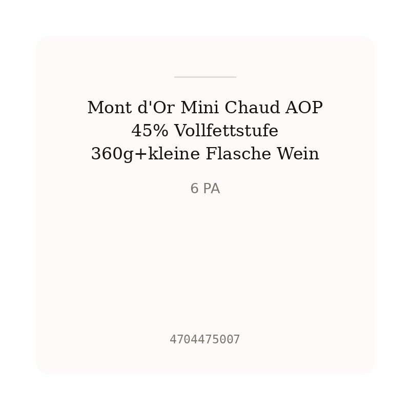 Mont d'Or Mini Chaud AOP 45% Vollfettstufe 360g+kleine Flasche Wein