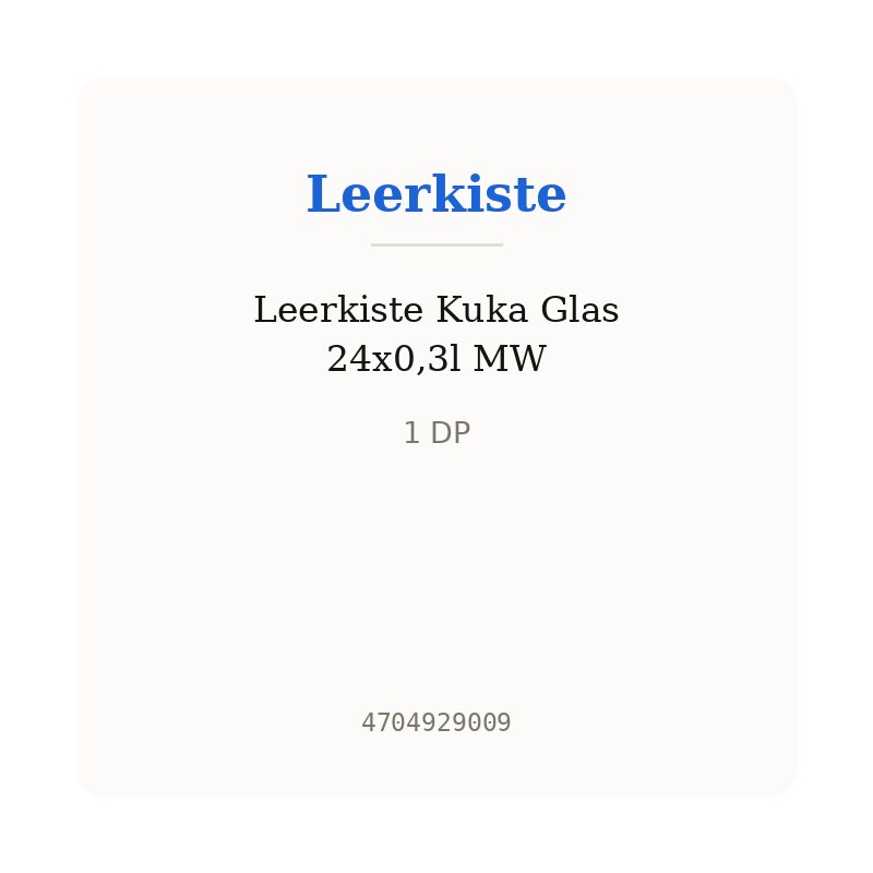 Leerkiste Kuka Glas 24x0,3l MW