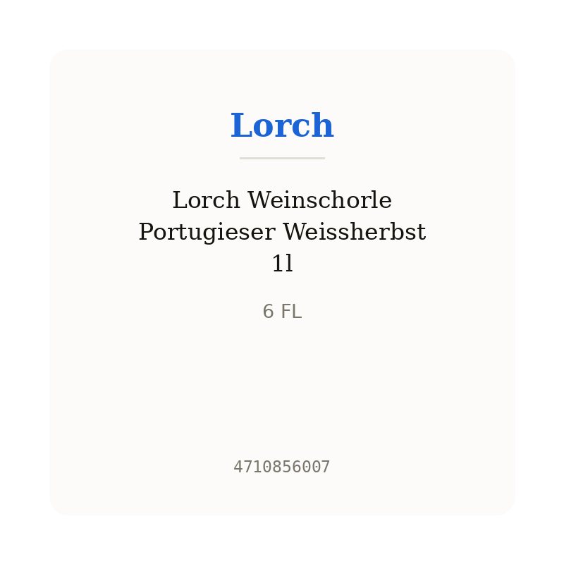Lorch Weinschorle Portugieser Weissherbst 1l