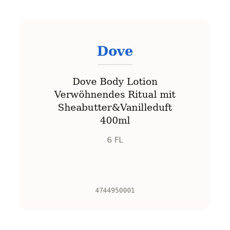 Dove Body Lotion Verwöhnendes Ritual mit Sheabutter&Vanilleduft 400ml