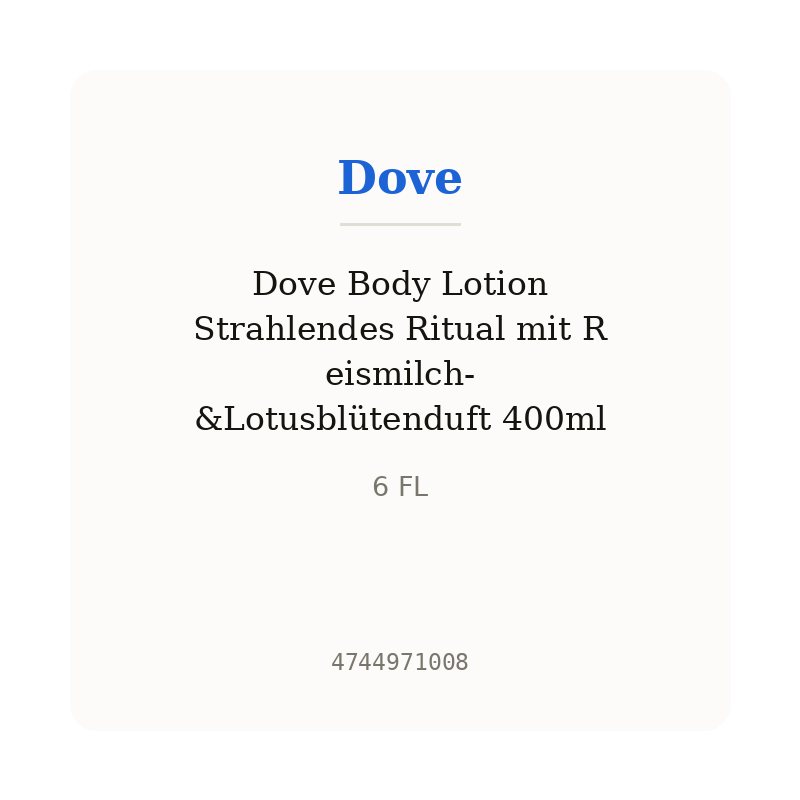 Dove Body Lotion Strahlendes Ritual mit Reismilch-&Lotusblütenduft 400ml