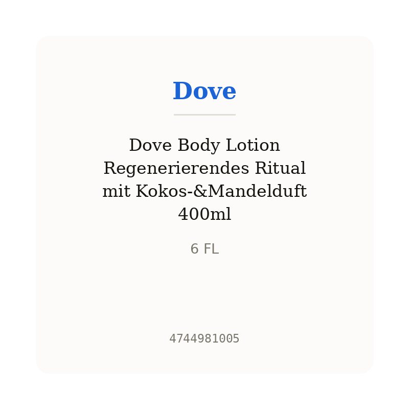 Dove Body Lotion Regenerierendes Ritual mit Kokos-&Mandelduft 400ml