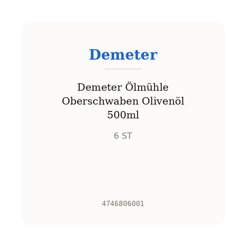Demeter Ölmühle Oberschwaben Olivenöl 500ml