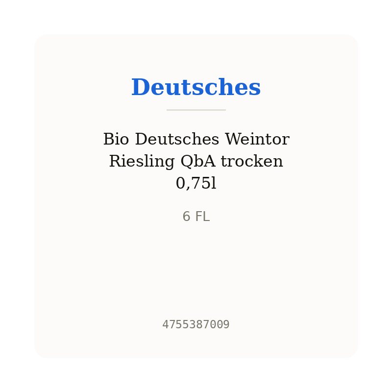 Bio Deutsches Weintor Riesling QbA trocken 0,75l