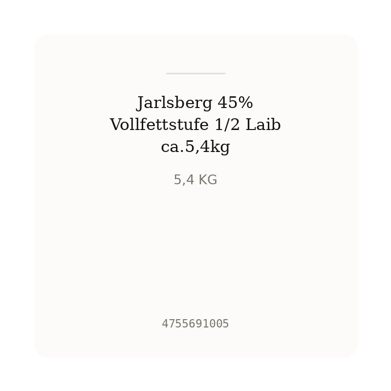Jarlsberg 45% Vollfettstufe 1/2 Laib ca.5,4kg