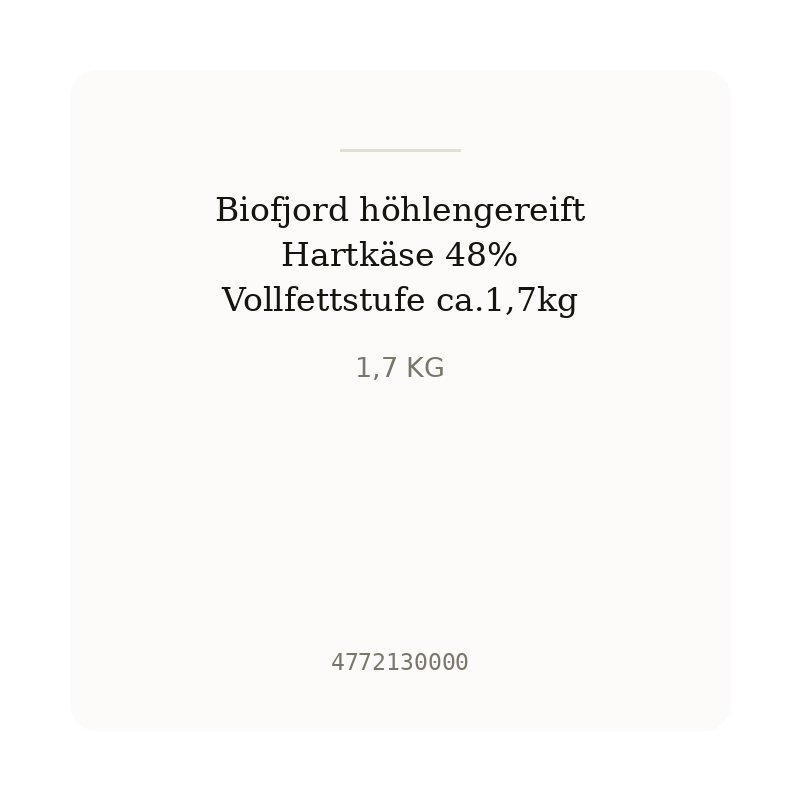 Biofjord höhlengereift Hartkäse 48% Vollfettstufe ca.1,7kg