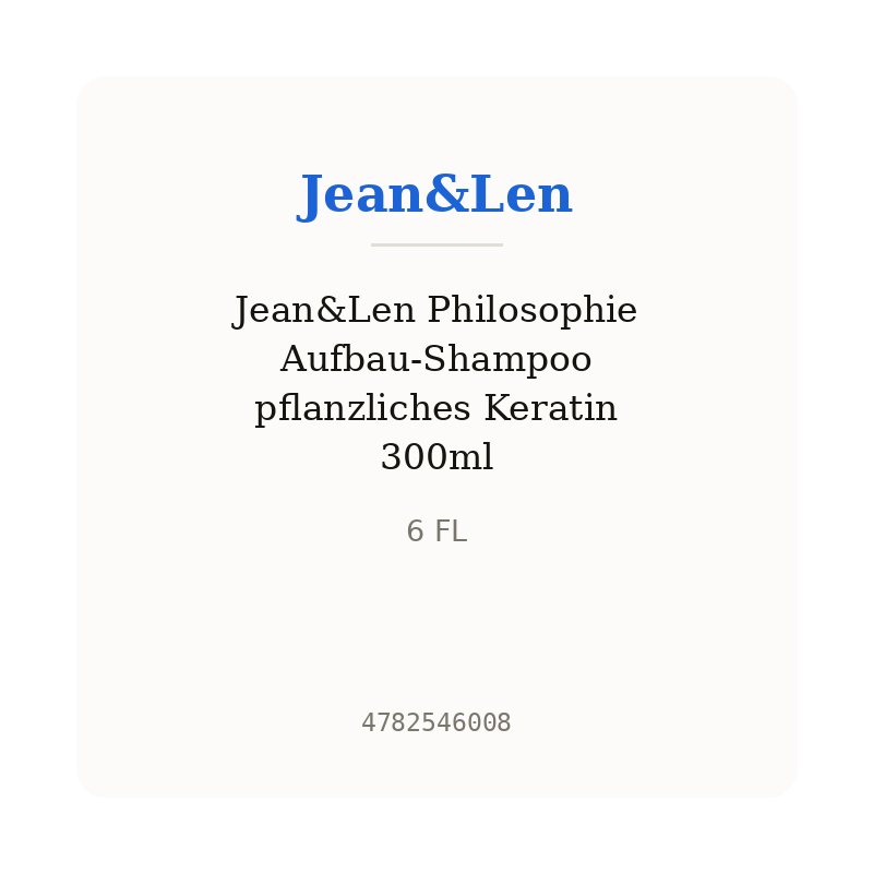 Jean&Len Philosophie Aufbau-Shampoo pflanzliches Keratin 300ml