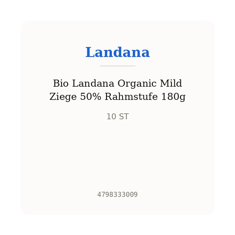 Bio Landana Organic Mild Ziege 50% Rahmstufe 180g