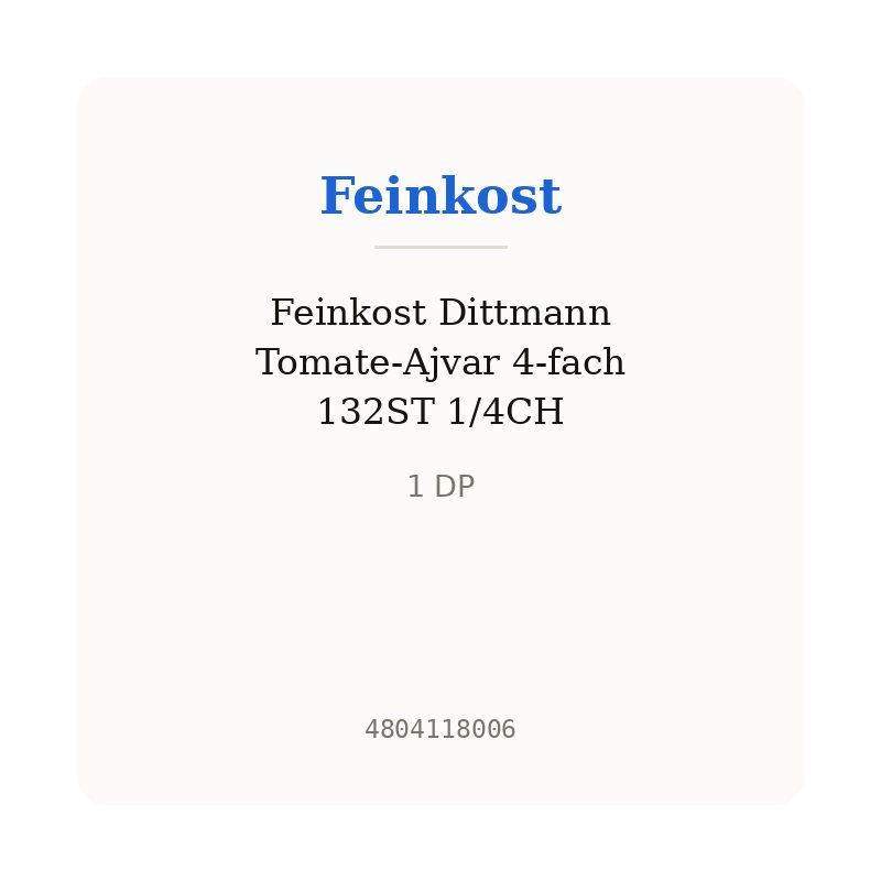 Feinkost Dittmann Tomate-Ajvar 4-fach 132ST 1/4CH