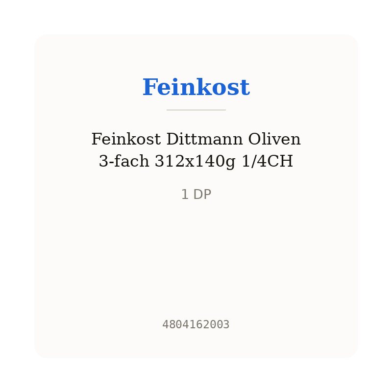 Feinkost Dittmann Oliven 3-fach 312x140g 1/4CH