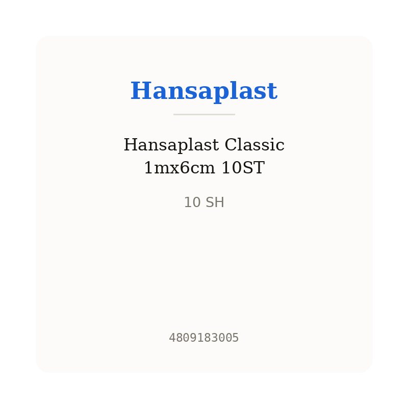 Hansaplast Classic 1mx6cm 10ST