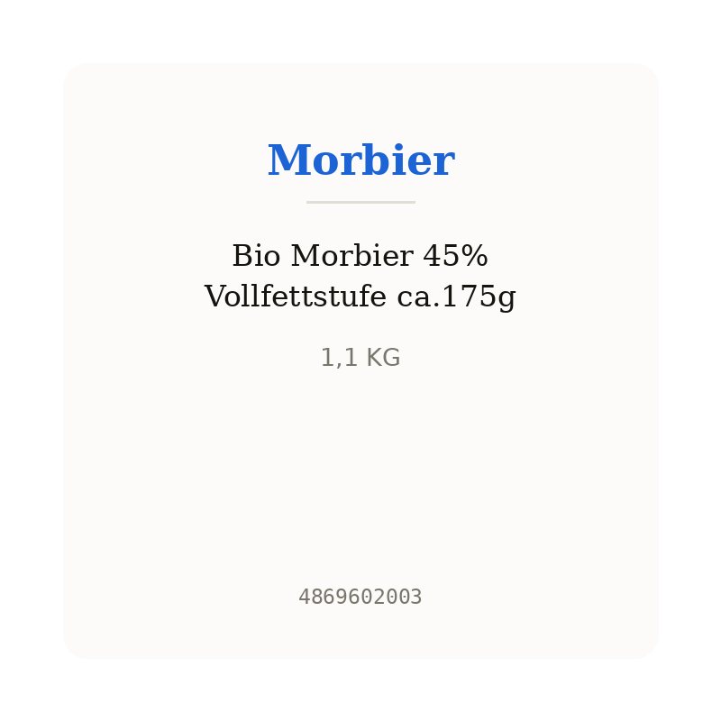 Bio Morbier 45% Vollfettstufe ca.175g