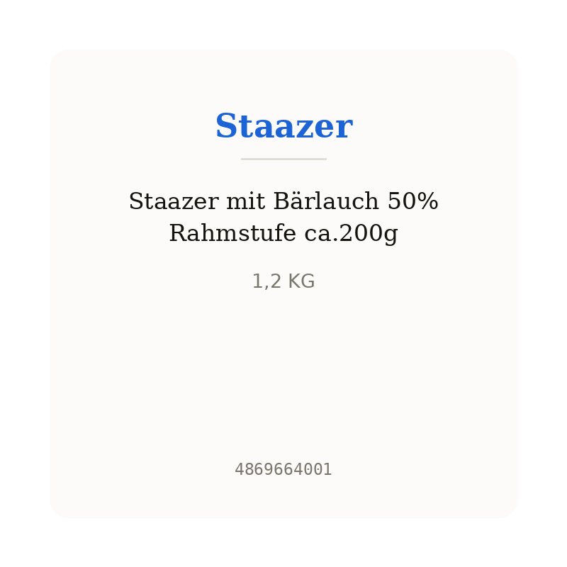 Staazer mit Bärlauch 50% Rahmstufe ca.200g