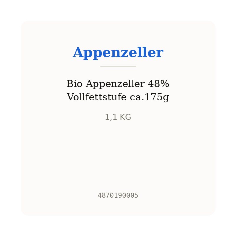 Bio Appenzeller 48% Vollfettstufe ca.175g