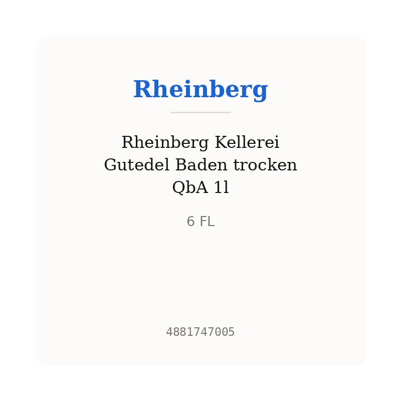 Rheinberg Kellerei Gutedel Baden trocken QbA 1l