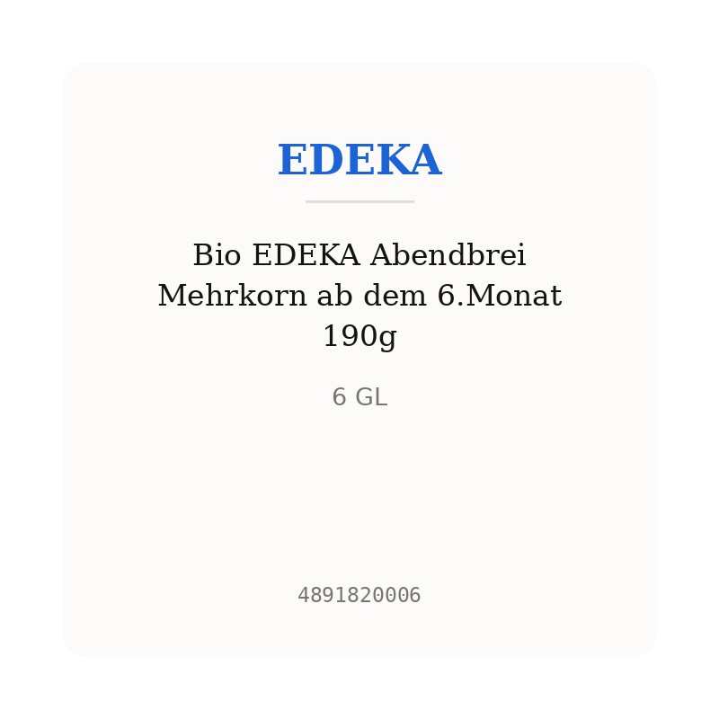 Bio EDEKA Abendbrei Mehrkorn ab dem 6.Monat 190g