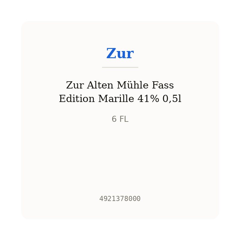 Zur Alten Mühle Fass Edition Marille 41% 0,5l