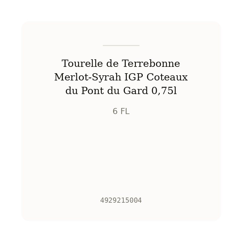 Tourelle de Terrebonne Merlot-Syrah IGP Coteaux du Pont du Gard 0,75l