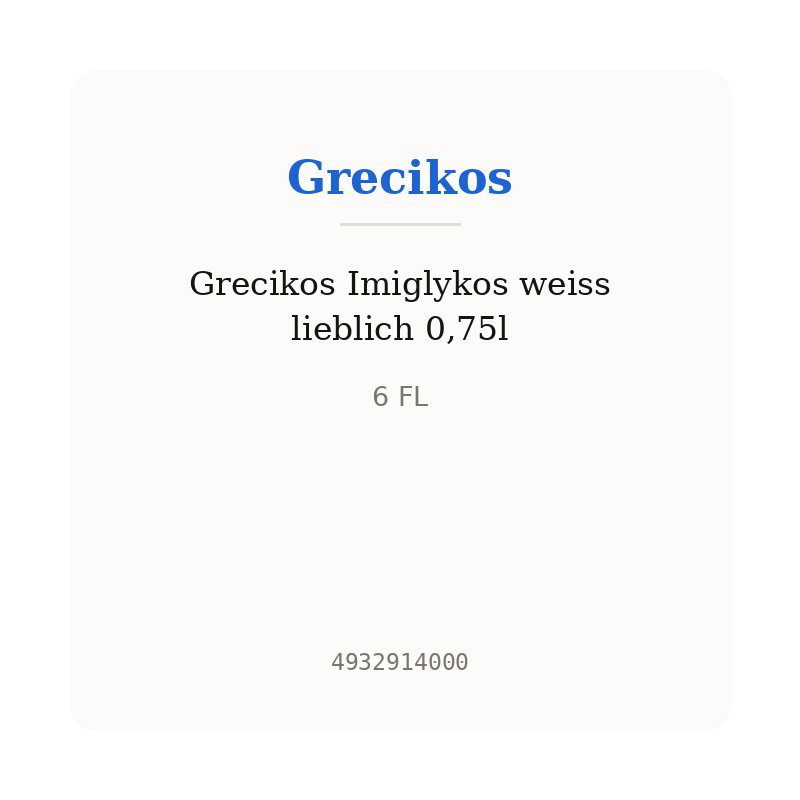Grecikos Imiglykos weiss lieblich 0,75l