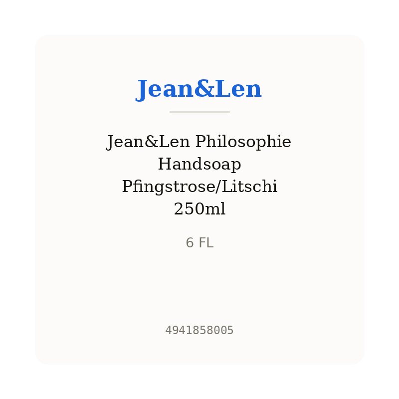 Jean&Len Philosophie Handsoap Pfingstrose/Litschi 250ml