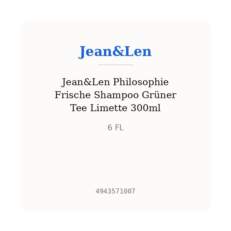 Jean&Len Philosophie Frische Shampoo Grüner Tee Limette 300ml