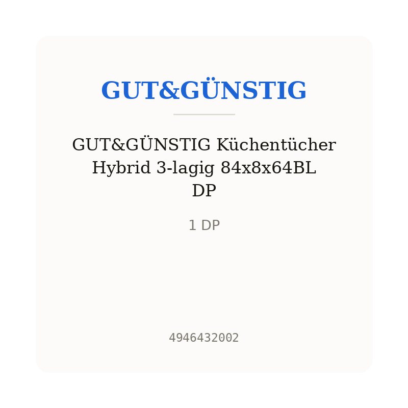 GUT&GÜNSTIG Küchentücher Hybrid 3-lagig 84x8x64BL DP