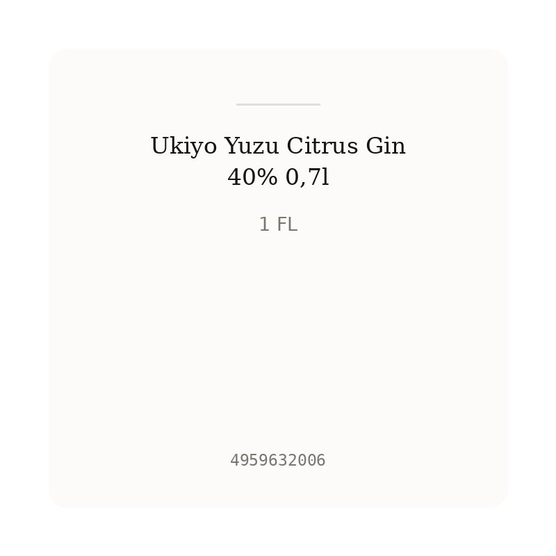 Ukiyo Yuzu Citrus Gin 40% 0,7l