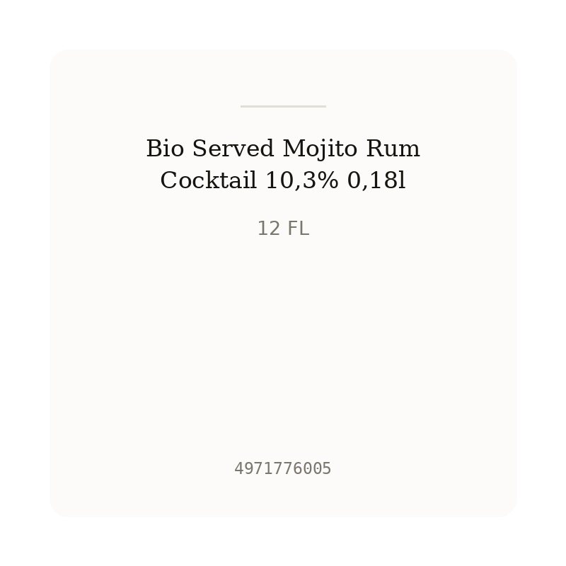 Bio Served Mojito Rum Cocktail 10,3% 0,18l